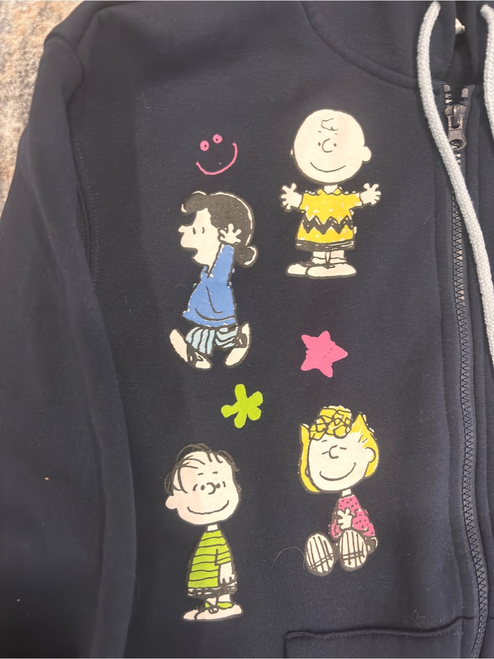 Snoopy & Friends Zip Hoodie Navy Women’s Small Cute Graphic Peanuts - Picture 3 of 5